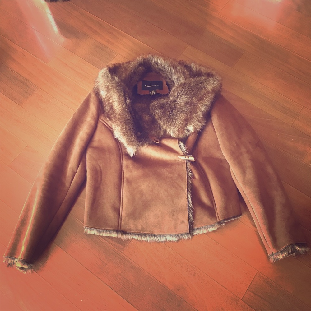 Suede and Faux Fur Winter Jacket